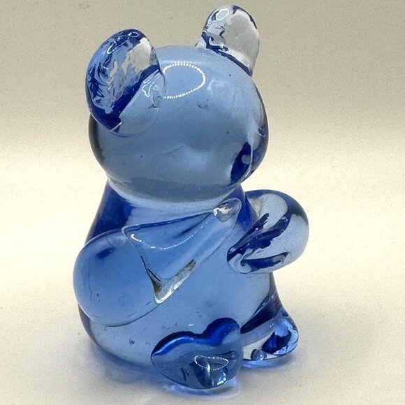 VTG Art Glass Blue Koala Panda Bear Paperweight Hand Blown Teddy Bear Figurine - Picture 7 of 11